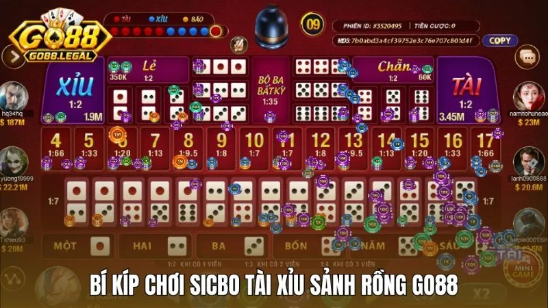 Cách chơi và hệ thống cửa cược Sicbo tài xỉu sảnh rồng Go88