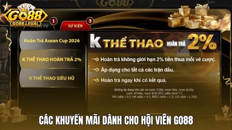 Ưu đãi và những hậu mãi hấp dẫn dành cho hội viên của Go88