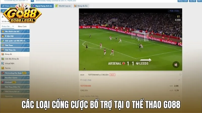 Các loại cổng cược bổ trợ tại O thể thao Go88