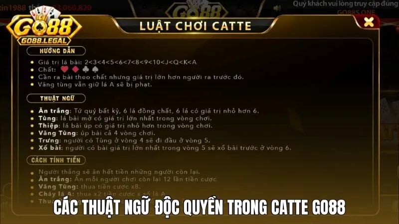 Các thuật ngữ độc quyền trong thế giới game bài Catte Go88