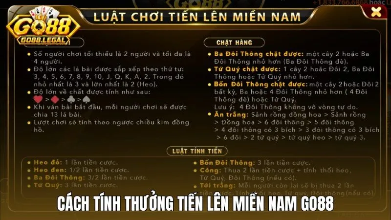 Cách tính tiền thưởng phạt khi chơi Tiến lên miền Nam Go88