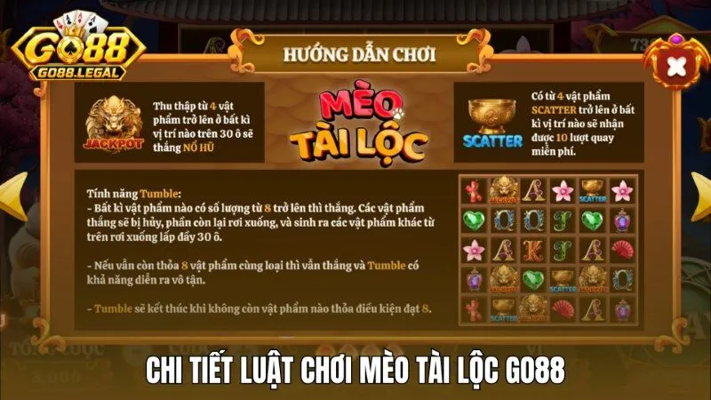 Luật chơi và các tính năng đặc biệt của Mèo tài lộc Go88