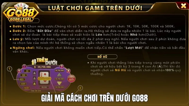 Giải mã luật chơi Trên dưới Go88 để nắm rõ cách tham gia