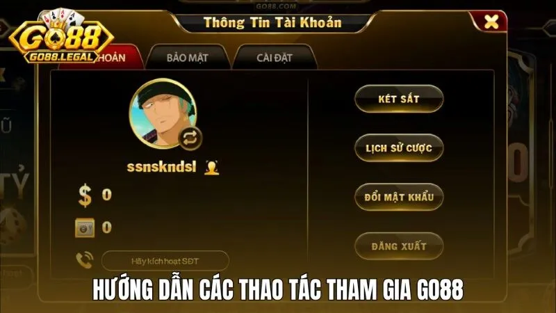 Hướng dẫn tân binh thực hiện các thao tác nhập cuộc cùng Go88