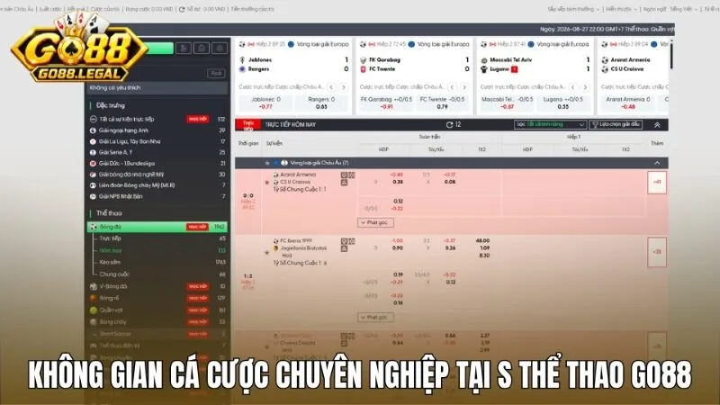 Không gian cá cược chuyên nghiệp của S thể thao Go88