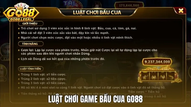 Luật chơi Bầu cua Go88 đơn giản, dễ thực hiện