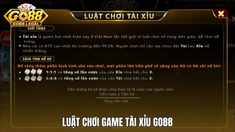 Luật chơi game Tài Xỉu Go88 như thế nào?