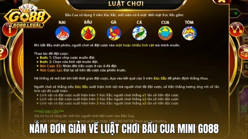 Luật chơi đơn giản, dễ làm quen của Bầu cua mini Go88