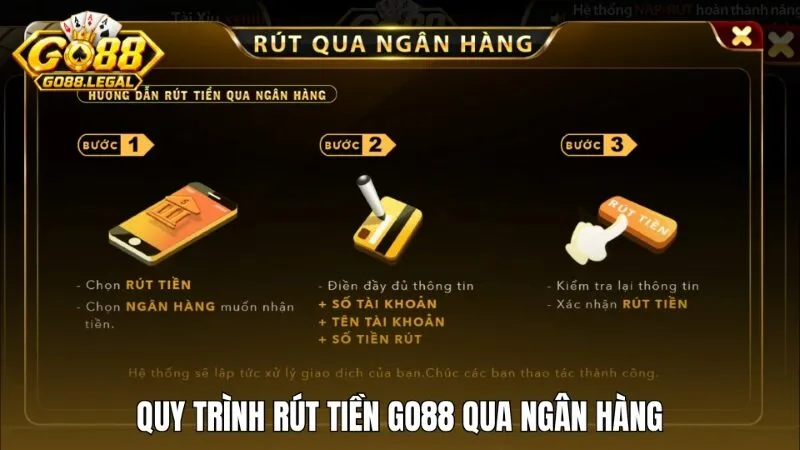 Quy trình rút tiền Go88 qua sảnh Ngân Hàng