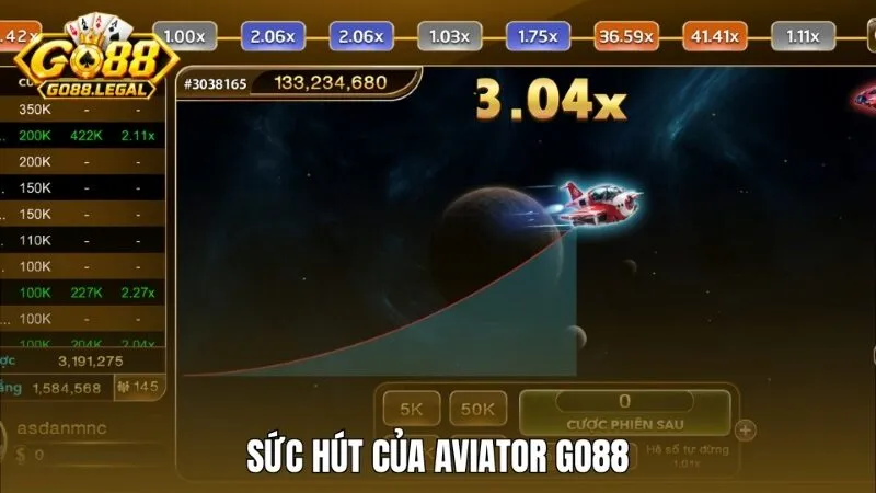 Sức hút khác biệt của game Aviator Go88
