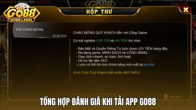 Tổng hợp đánh giá của người chơi sau khi tải app Go88
