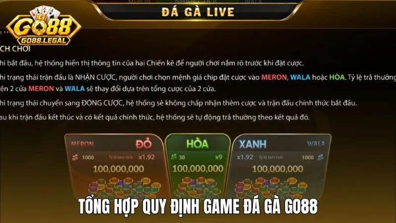 Tổng hợp các quy định trong luật thi đấu đá gà Go88